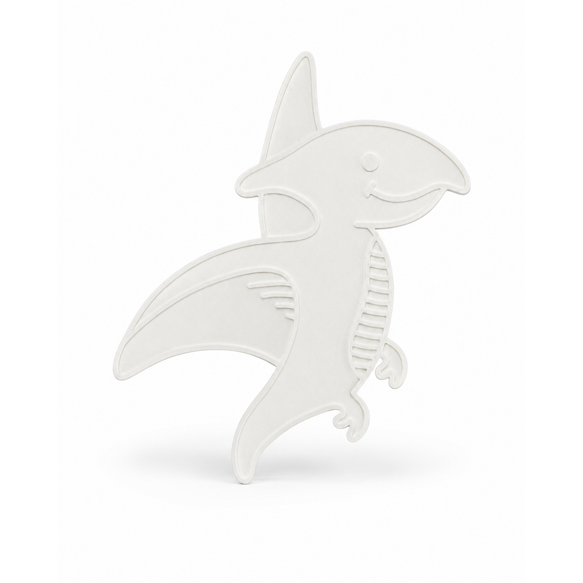Unpainted flying dinosaur figure with outstretched wings
