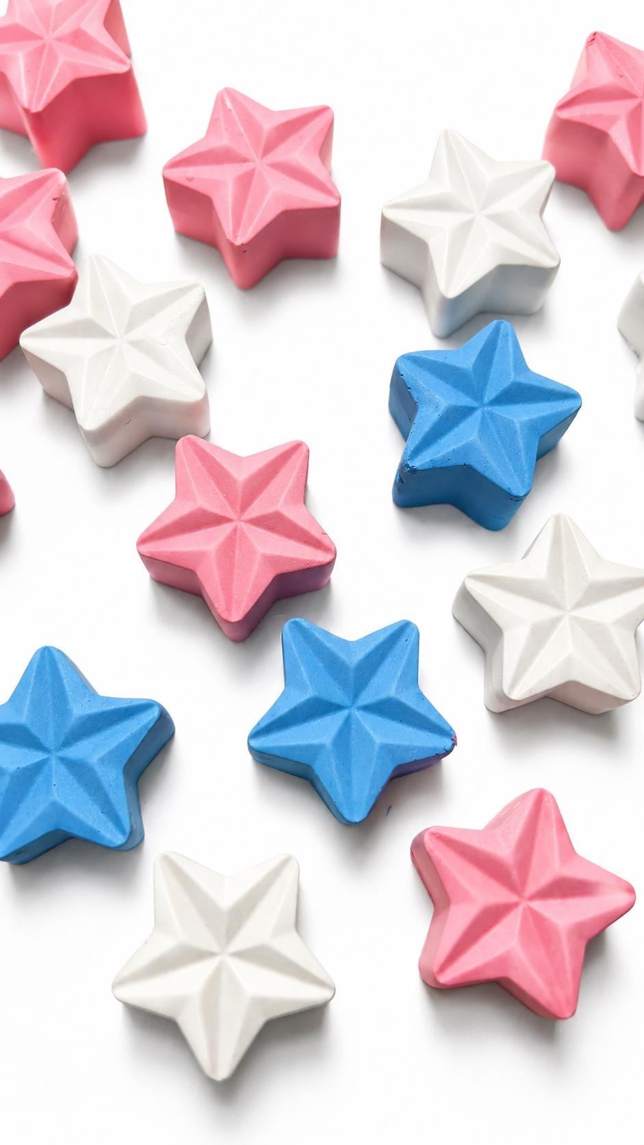 Star-shaped chalk pieces for 4th of July outdoor play