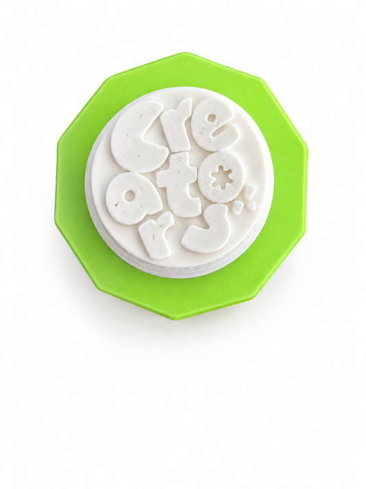 End view of the green and white Spin and Solve activity