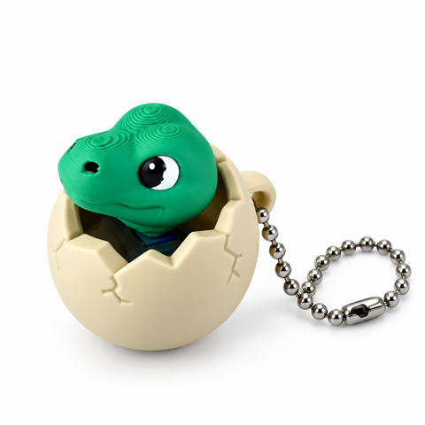 Little Hatchling Dino Clicker Keychain with Egg