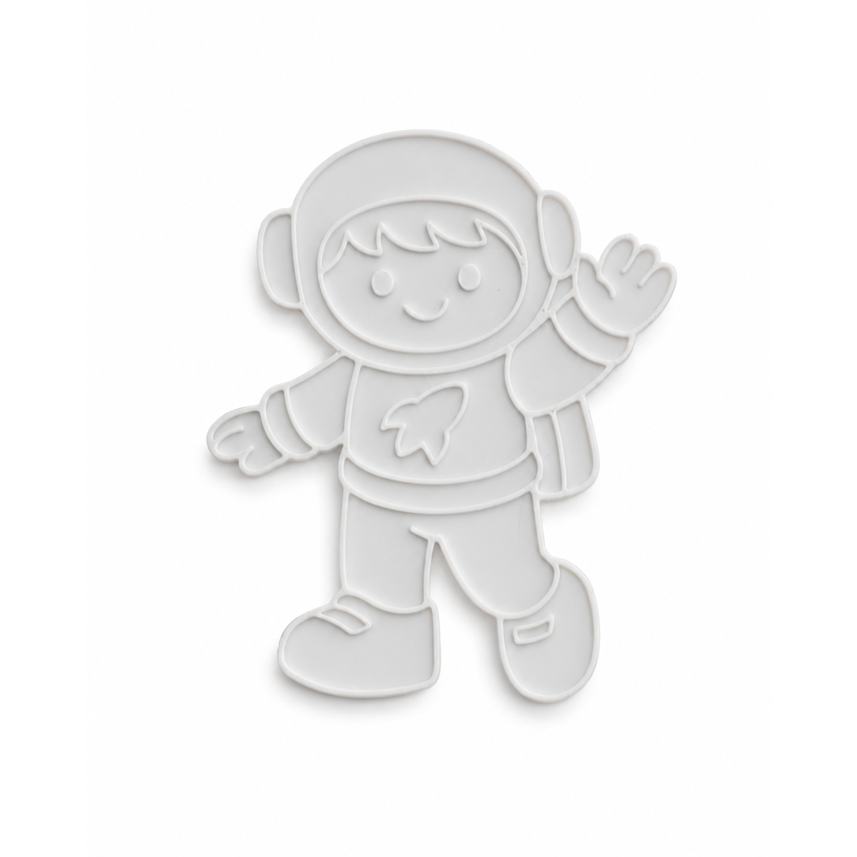 Waving astronaut shape with raised outlines for creative painting