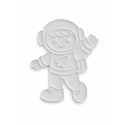 Waving astronaut shape with raised outlines for creative painting