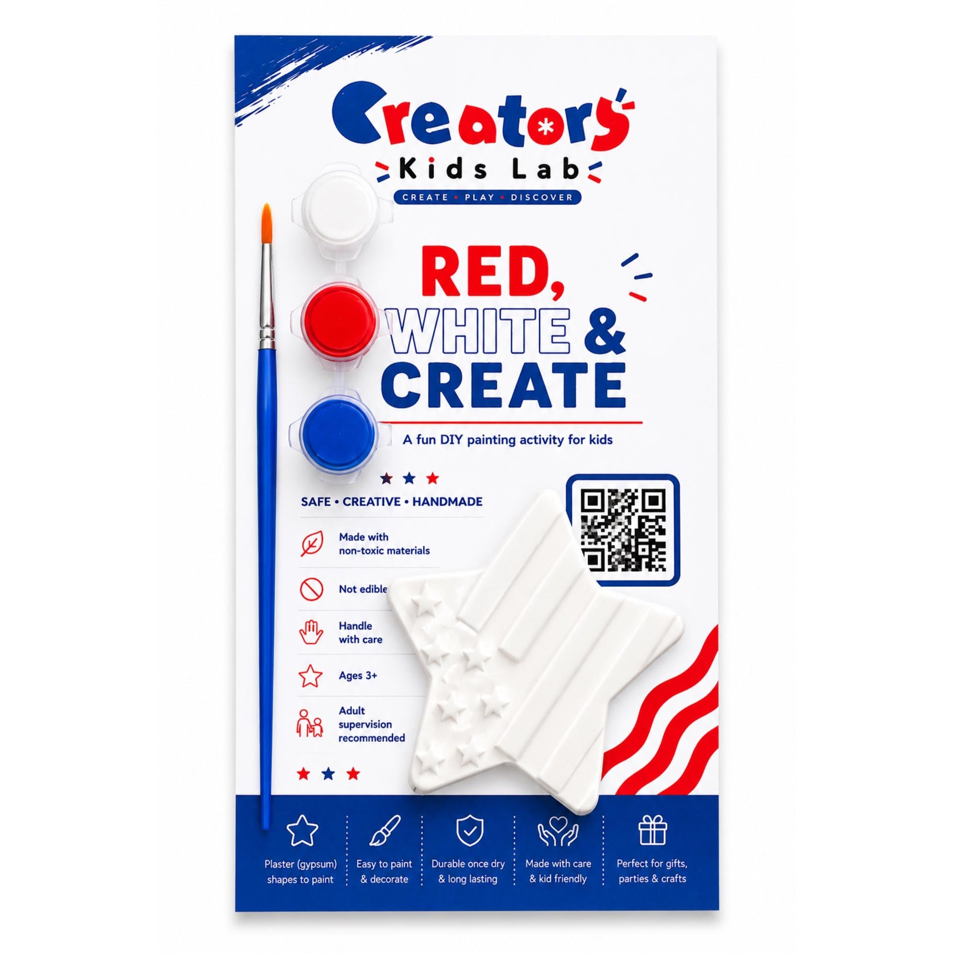 4th of July Plaster Painting Kit with patriotic plaster shape