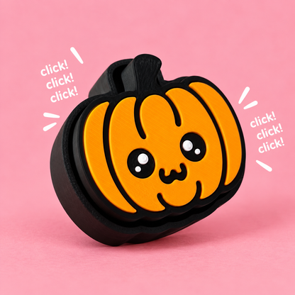 Pumpkin Pop Fidget Clicker on a pink background with click lettering