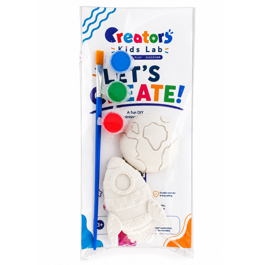 Rocket Plaster Painting Set with rocket and planet figures