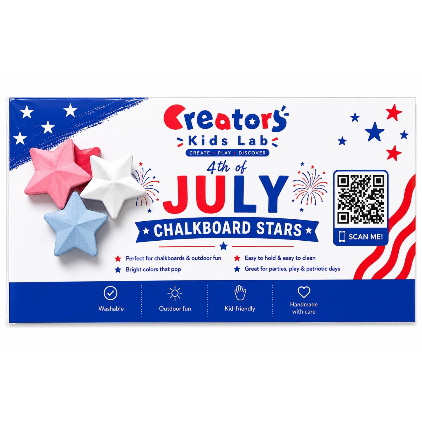 Patriotic star-shaped sidewalk chalk collection