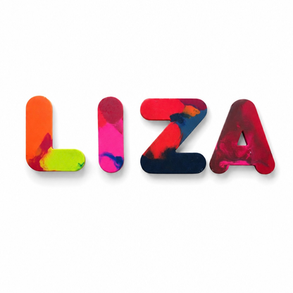 Multicolor personalized name crayons spelling LIZA