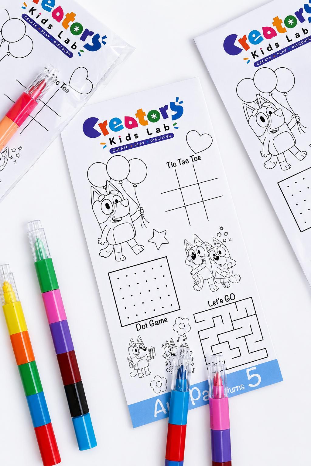 Activity Kit for Kids, Coloring Pages, Games, Markers (Party Favor)