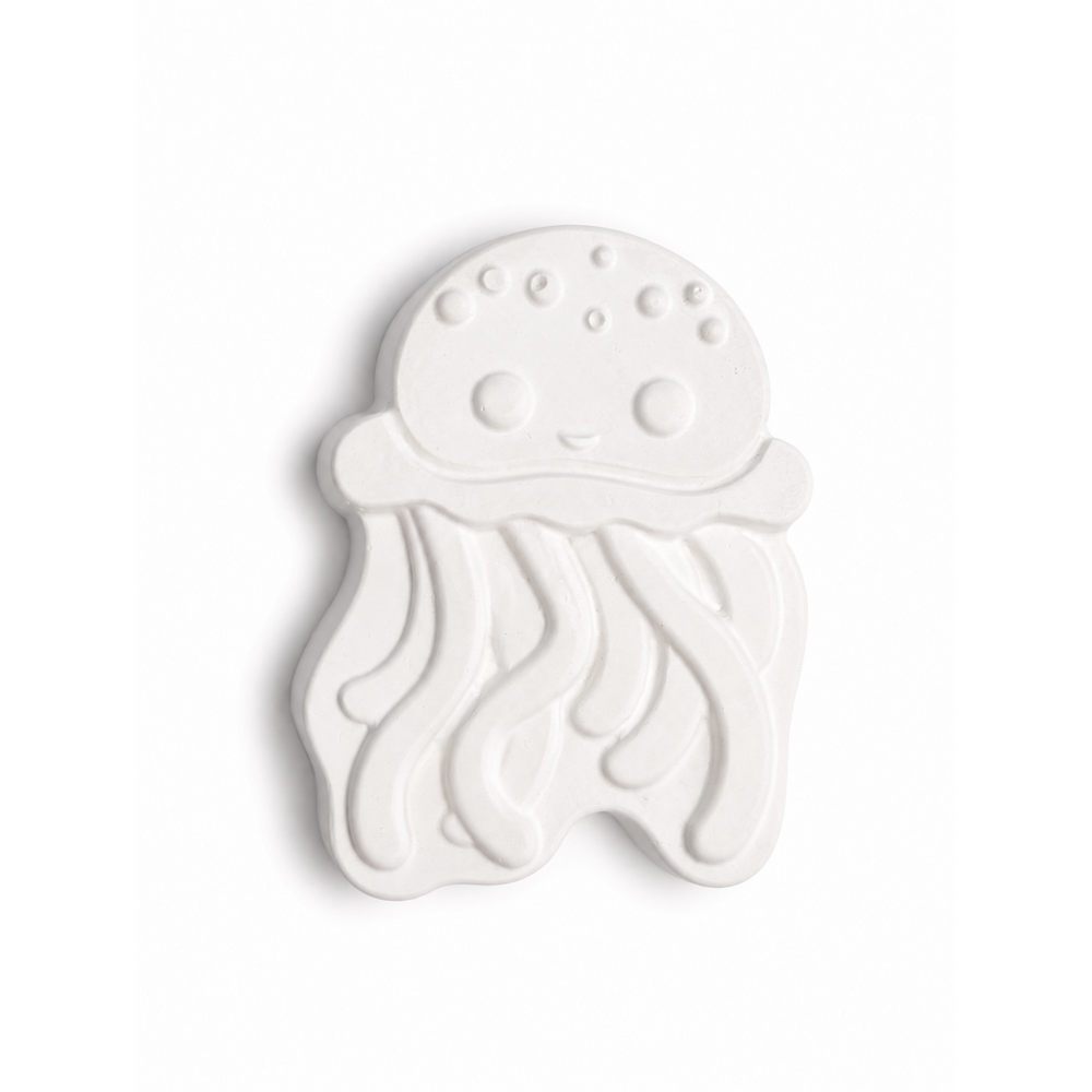 jellyfish in unpainted plaster on a white background
