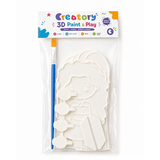 CREATORY 3D Modern Princess Paint & Play Kit in packaging with paintbrush