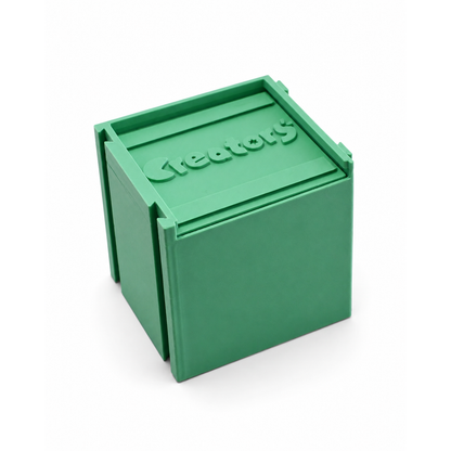 Angled view of the closed green Safari Discovery storage case